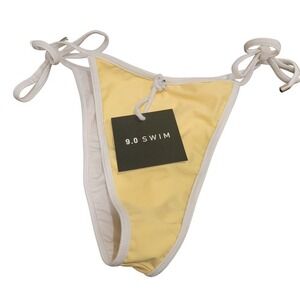 9.0 Swim Tie Bikini Bottom Yellow‎ White Size 14 NEW Resort Vacation Summer